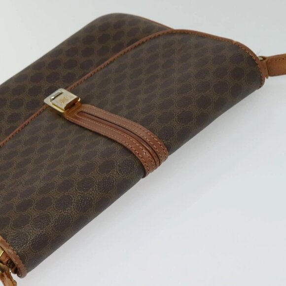 CELINE Macadam Canvas Shoulder Bag PVC Leather Brown Gold Auth - Picture 6 of 16